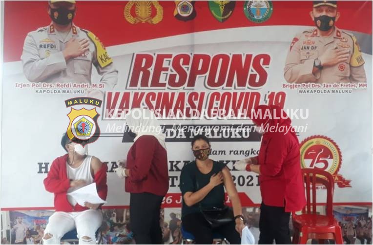 Polda Maluku Vaksinasi 81 Orang di Hari Kemerdekaan RI