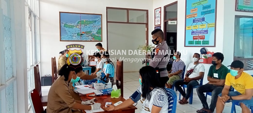 Polsek Jajaran Polres Tanimbar rutin giat Pengamanan dan mendorong Percepatan akselerasi Vaksinasi