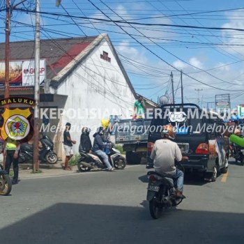 Unit Turjawali Sat Lantas Polres Tanimbar rutin giat Pengaturan dan Penjagaan Pos tetap