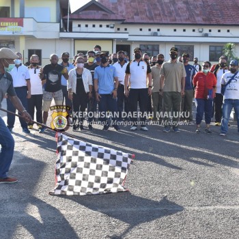 Sambut HUT Humas Polri ke-70 tahun 2021, Polres Tanimbar Gelar Olahraga bersama TNI/Polri dan Awak Media