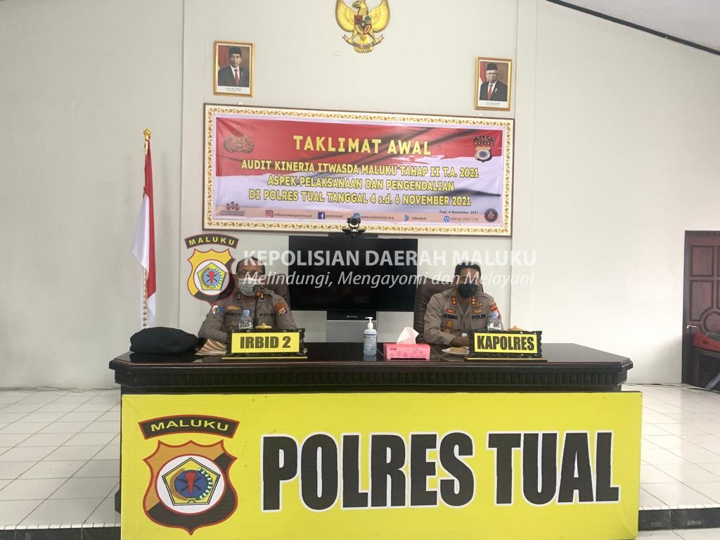 Kapolres Tual Pimpin, Taklimat Awal Itwasda Polda Maluku Tahap II T.A 2021