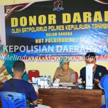 Donor Darah digelar Sat Polairud Polres Tanimbar sambut HUT Airud ke-71 tahun 2021