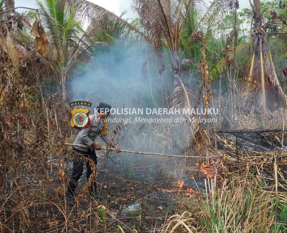 Bhabinkamtibmas Desa Marantutul Polres KKT Padamkan Karhutla