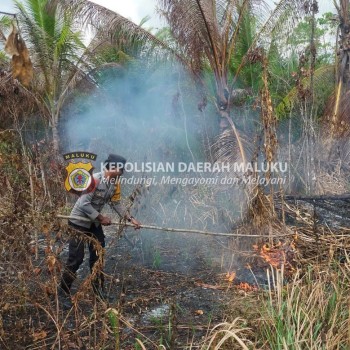 Bhabinkamtibmas Desa Marantutul Polres KKT Padamkan Karhutla