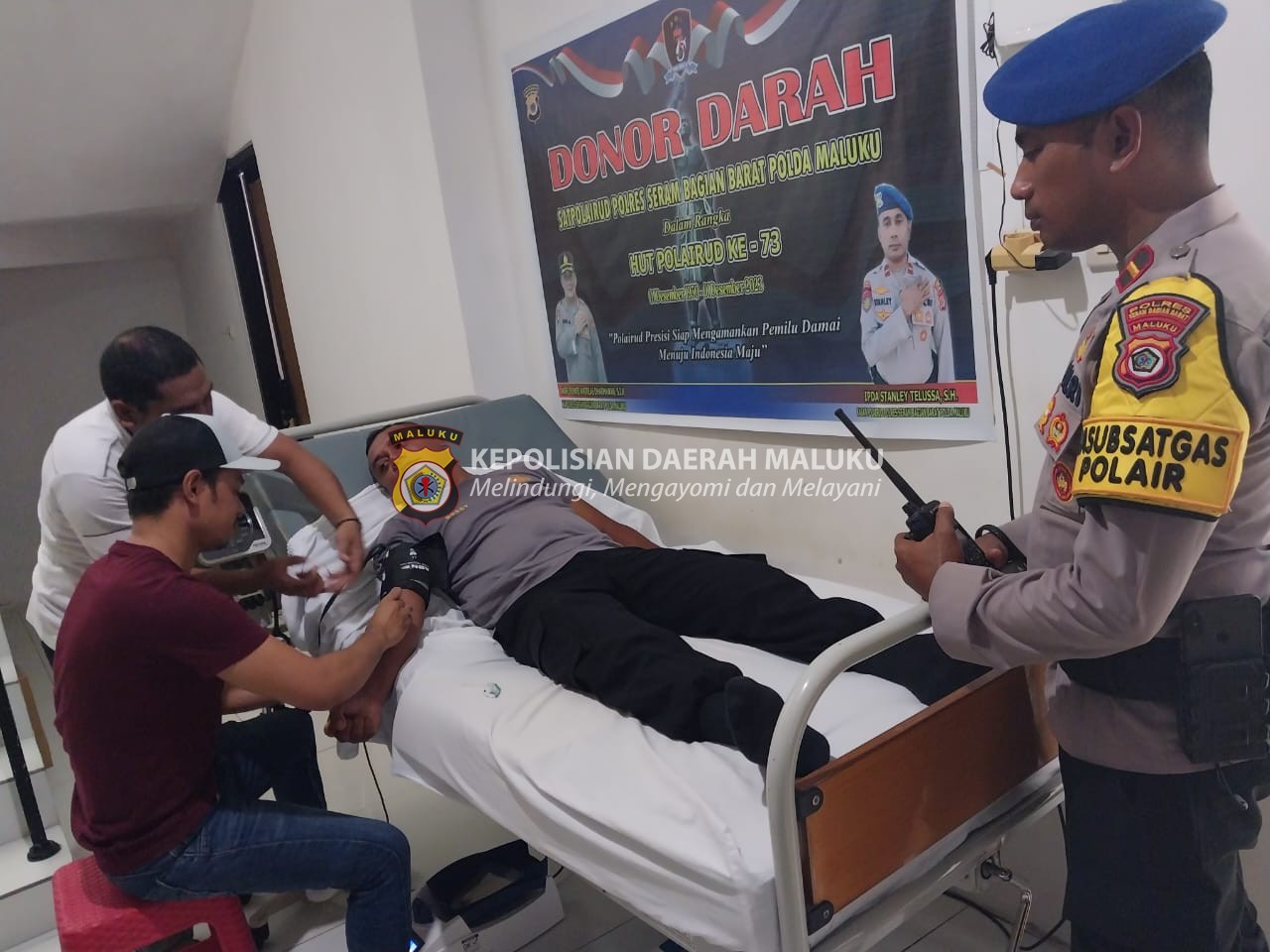 Sat Polairud Polres SBB menggelar kegiatan Bakti Kesehatan Donor Darah dalam rangka Hari Ulang Tahun Polairud ke-73