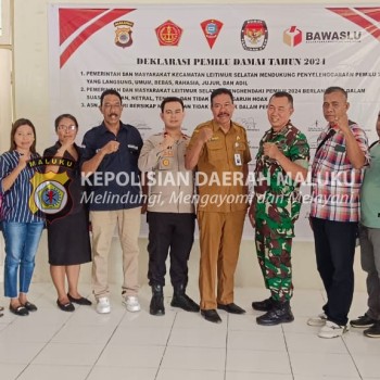 Kapolsek Leitisel mengikuti Deklarasi pemilu Damai Ciptakan Situasi kamtibmas yang kondusif