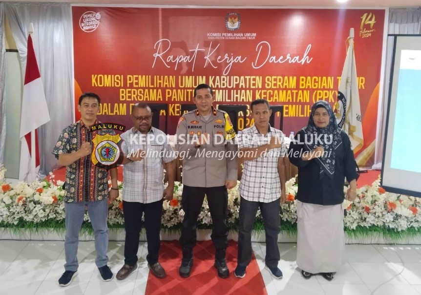 Bahas Pemilu 2024, Wakapolres SBT Hadiri Rakerda KPU Bersama Panitia PPK