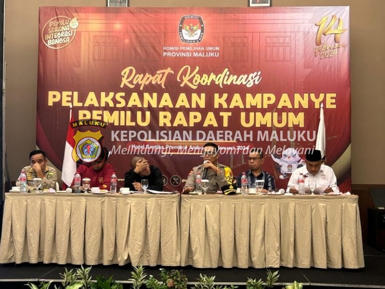 Rakor Pelaksanaan Kampanye Pemilu Rapat Umum, Karo Ops Sampaikan Kesiapan Polda Maluku