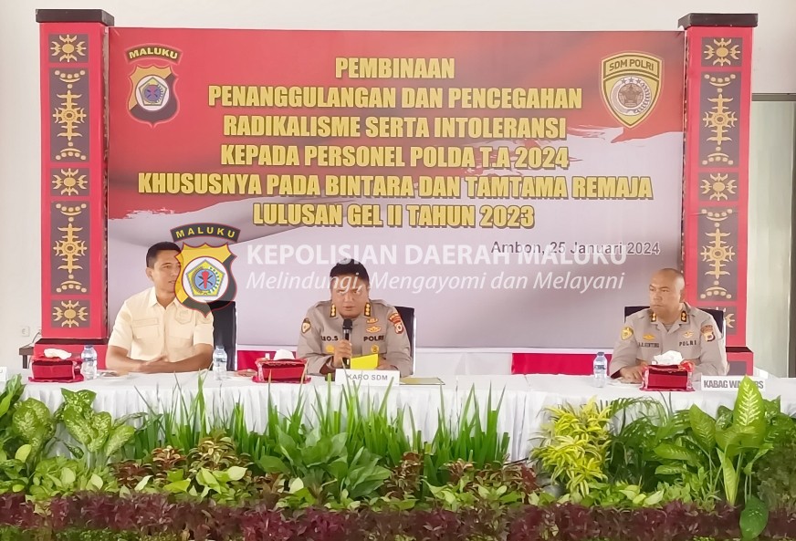 210 Personel Bintara dan Tamtama Remaja Polda Maluku Ikut Sosialisasi Penanggulangan Bahaya Radikalisme