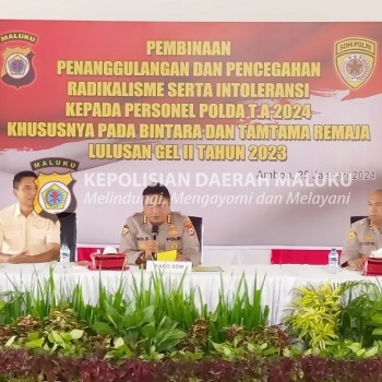 210 Personel Bintara dan Tamtama Remaja Polda Maluku Ikut Sosialisasi Penanggulangan Bahaya Radikalisme