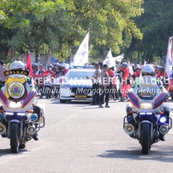 Ratusan Personel Polda Maluku Dikerahkan Amankan Kunjungan Capres RI Nomor Urut 03