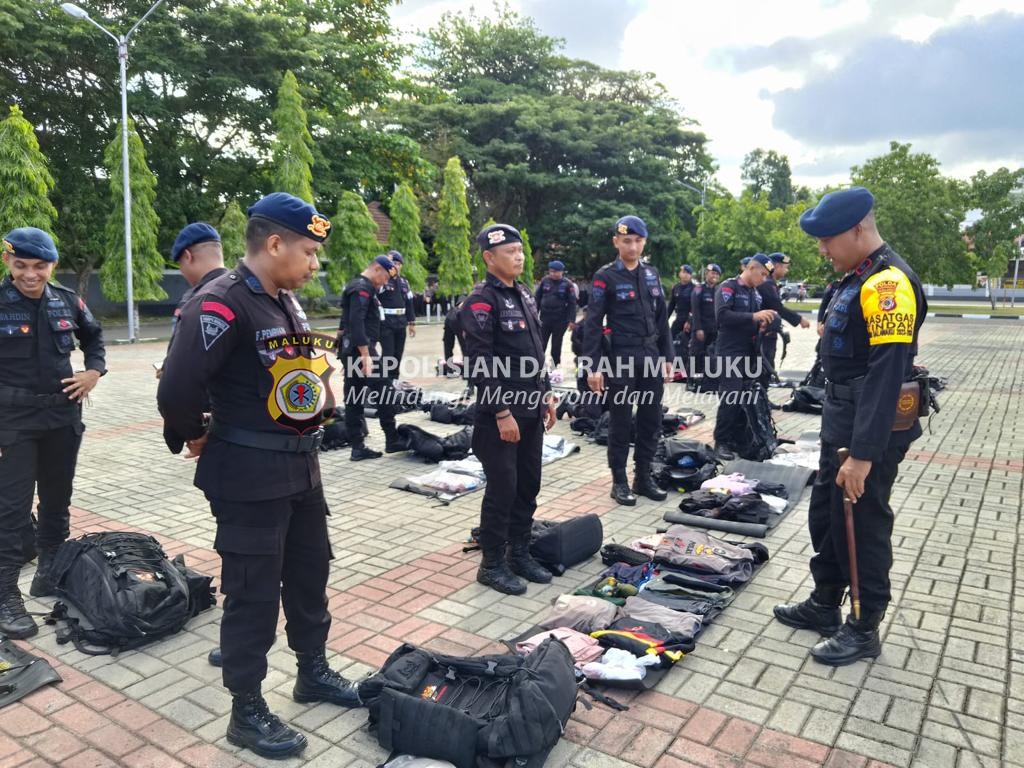 Satgas Tindak OMB Salawaku Polda Maluku Gelar Apel Kesiapsiagaan dan Pengecekan Kaporlap