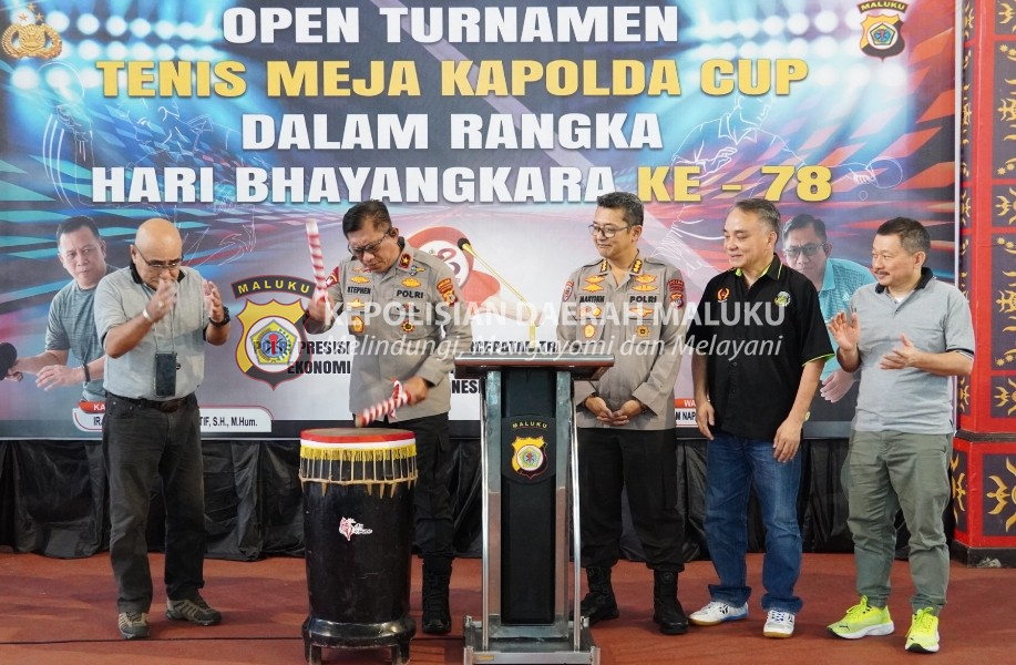 Polda Maluku Gelar Turnamen Tenis Meja Kapolda Cup