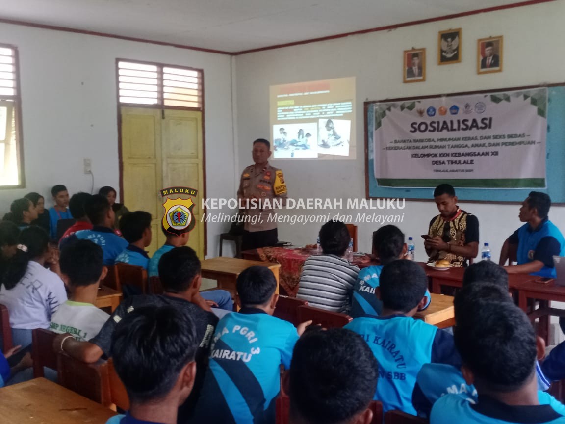 Kapolsek Kairatu Timur Bersama Mahasiswa KKN Laksanakan Sosialisasi Bahaya Narkoba-Miras,Seks Bebas dan KDRT