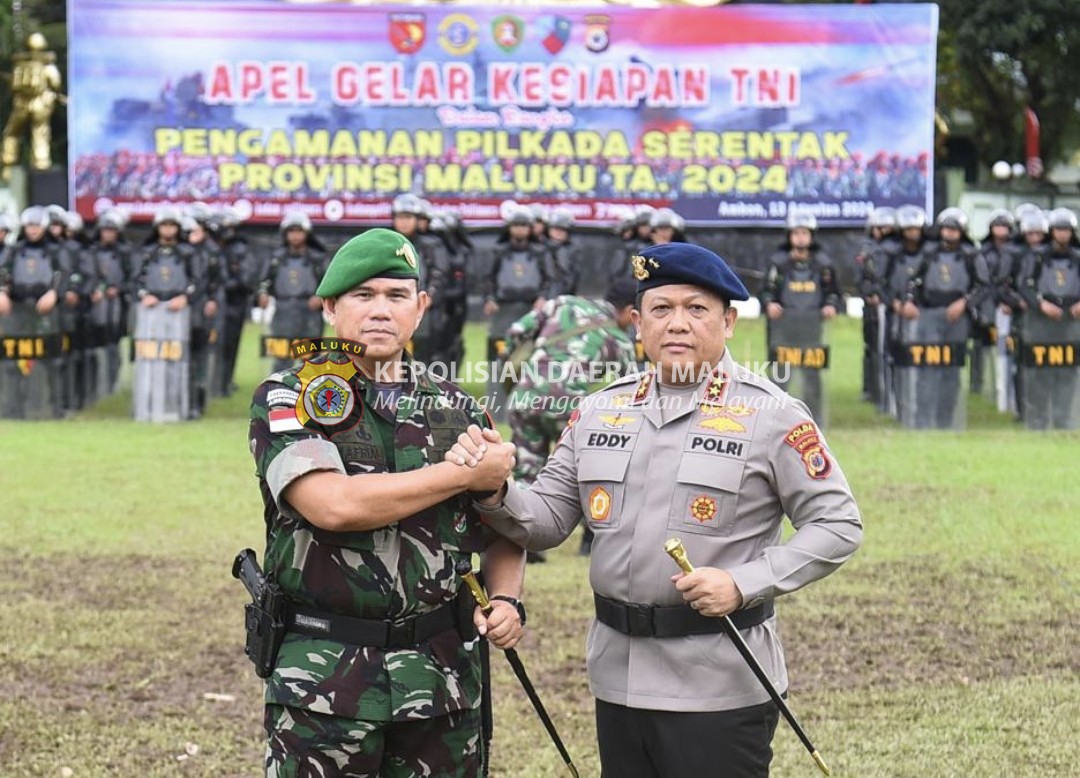 Pangdam XV Pattimura dan Kapolda Maluku Pimpin Apel Gelar Pasukan TNI untuk Kesiapan Pengamanan Pilkada 2024