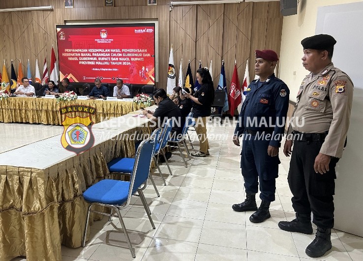 Personel Polda Maluku Amankan Tahapan Penyampaian Hasil Rikes Paslon Kepala Daerah