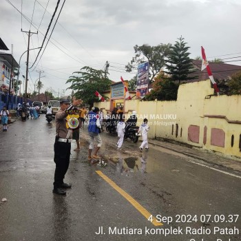 Ciptakan suasana Aman Lancar Sat Lantas Polres Kepulauan Aru Laksanakan Pengaturan.