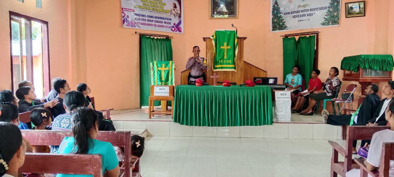 Bhabinkamtibmas Giat Pengamanan dan Minggu Kasih Bersama Jemaat Gereja Irene