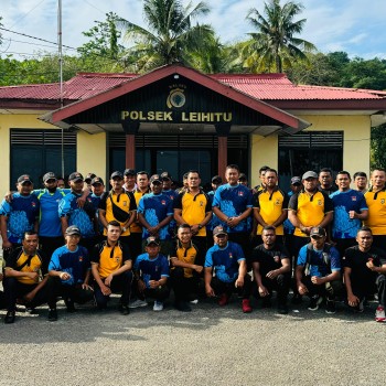 Giat Olahraga Bersama TNI-POLRI dan Gabungan Ibu-Ibu Bhayangkari Polsek Lehitu dan Persit 1504 Koramil Leihitu