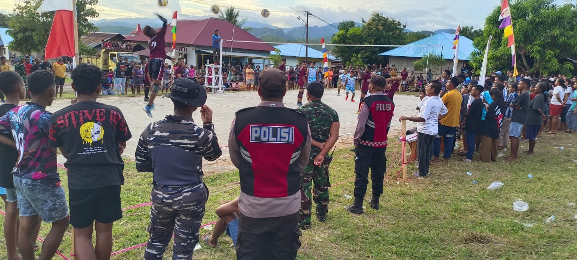 Polsek Wetar Secara Rutin Optimalkan Pengamanan Turnamen Bola Volly Jelang Hari TNI Ke-79 Tahun 2024