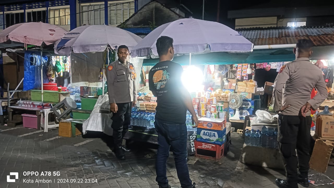 Polsek KPYS Ambon Gelar Patroli di Area Pelabuhan Yos Sudarso dan Terminal Penumpang, Sampaikan Pesan Kamtibmas