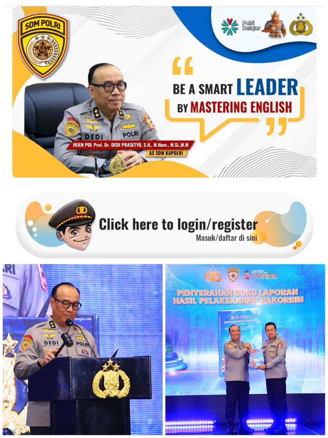 Tingkatkan Kemampuan Bahasa Inggris Personel, SSDM Polri Luncurkan Aplikasi _Digital Police English Training_