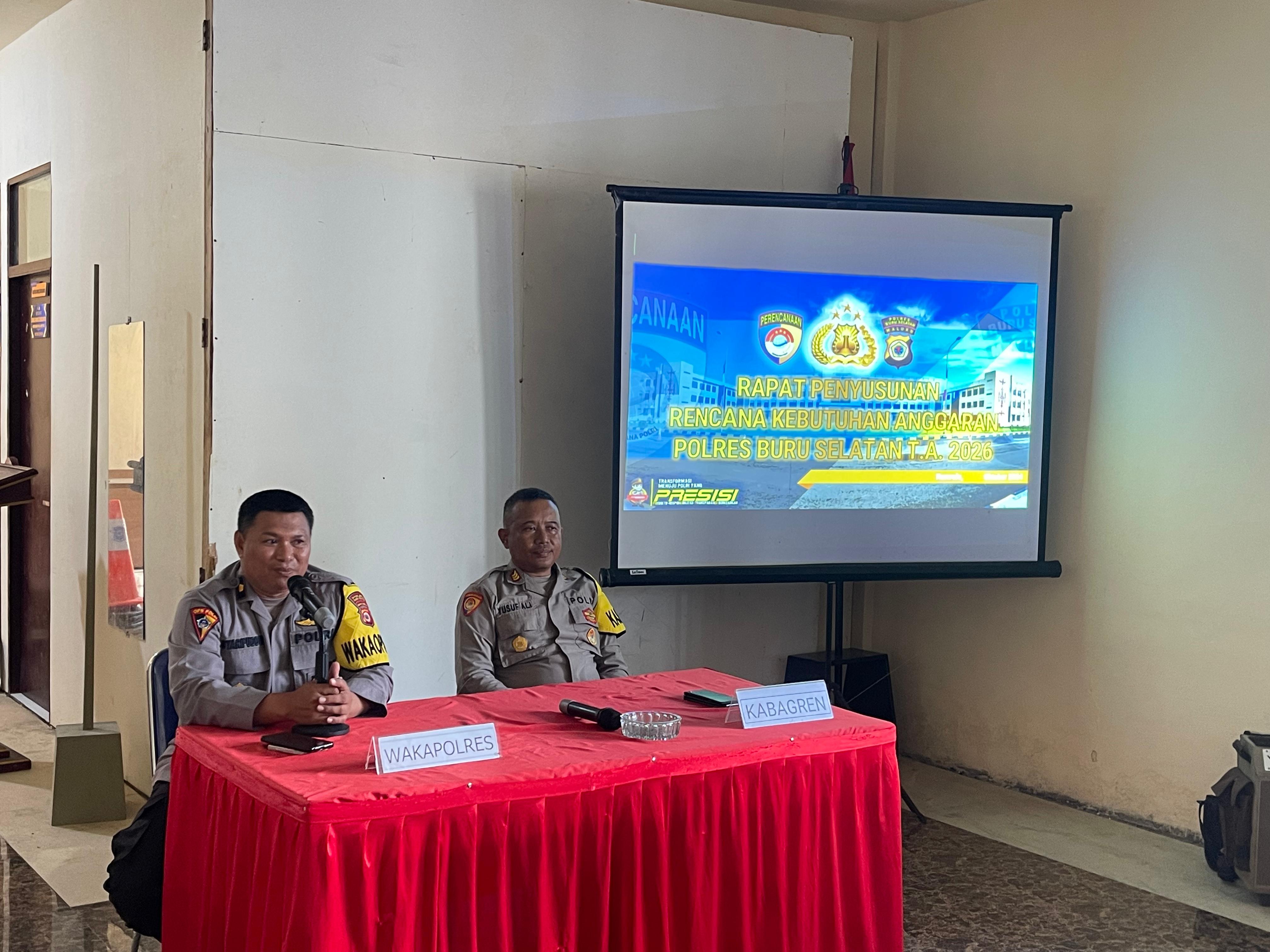 olres Buru Selatan Melaksanakan Kegiatan Rapat Penyusunan Rencana Kebutuhan, Tahun Anggaran 2026 Satker Polres Buru Selatan