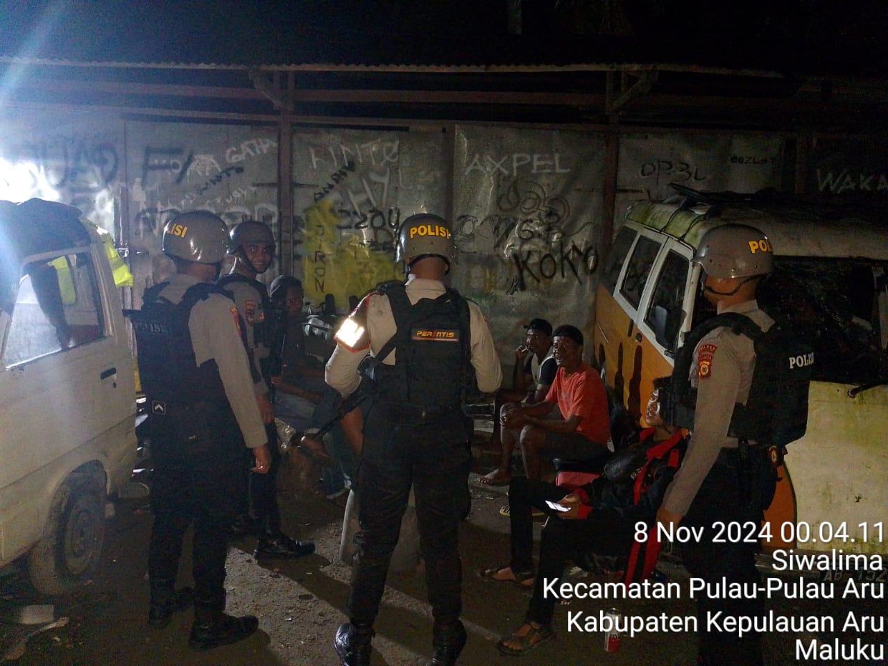 Tingkatkan Patroli Malam, Sat Samapta Polres Kepulauan Aru Hadir Guna Mencegah Gangguan Kamtibmas