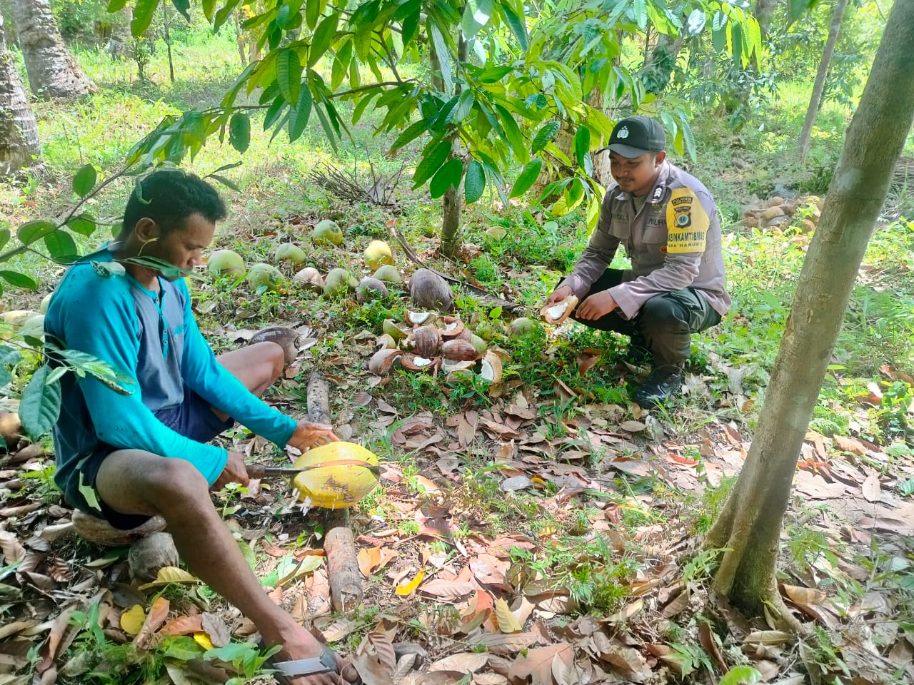 Kunjungan Bhabinkamtibmas Negeri Haruku dalam Program Kampung Tangguh Nusantara “Sagu” untuk Ketahanan Pangan dan Kamtibmas