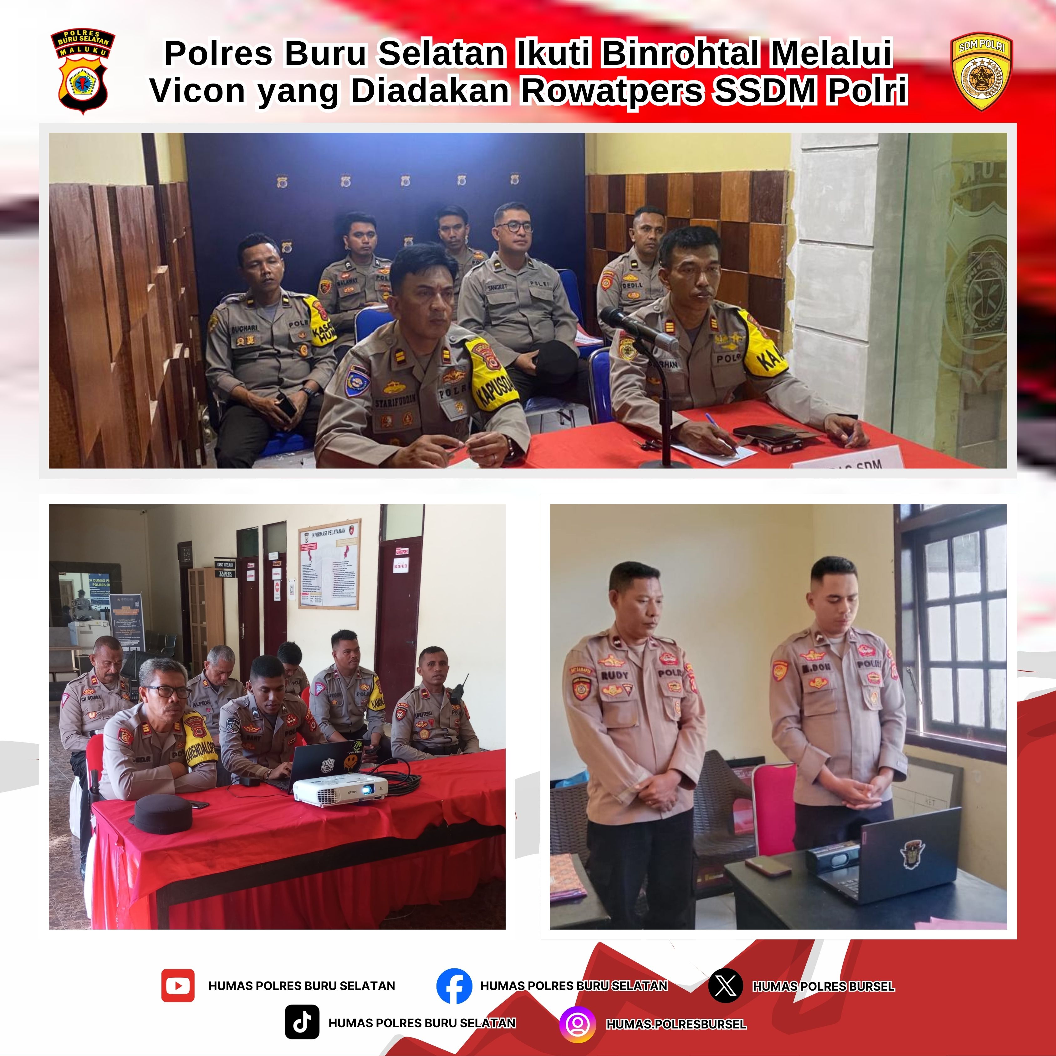 Polres Buru Selatan Ikuti Binrohtal Melalui Vicon yang Diadakan Rowatpers SSDM Polri