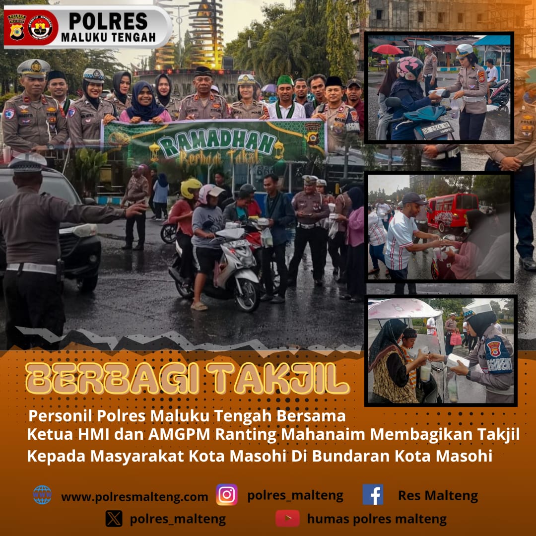 Sat Lantas Polres Malteng Kembali Bersama Mahasiswa Bagi Takjil Gratis