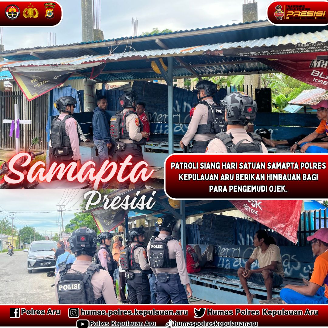 Patorli siang Hari Satuan Samapta Poles Kepulauan Aru Beri Himbauan Pada Masyarakat.