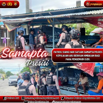 Patorli siang Hari Satuan Samapta Poles Kepulauan Aru Beri Himbauan Pada Masyarakat.