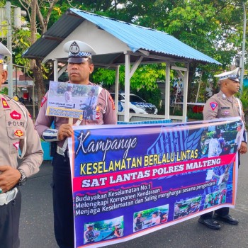 Sat Lantas Polres Maluku Tengah Kembali Laksanakan Kampanye Keselamatan Berlalu Lintas Di Kota Masohi