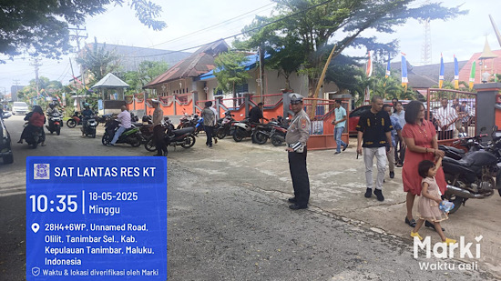Jajaran Polres Kepulauan Tanimbar gelar Pam Gatur di sejumlah Gereja saat Ibadah Minggu