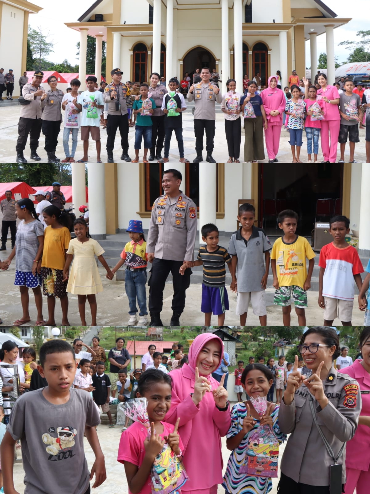 Trauma Healing Kapolres Malteng Bersama Ibu Ketua Dan Polwan Polres Maluku Tengah Untuk Anak-Anak Korban Konflik di Seram Utara