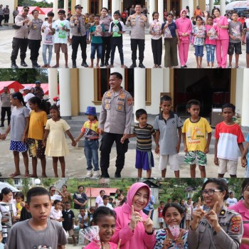 Trauma Healing Kapolres Malteng Bersama Ibu Ketua Dan Polwan Polres Maluku Tengah Untuk Anak-Anak Korban Konflik di Seram Utara