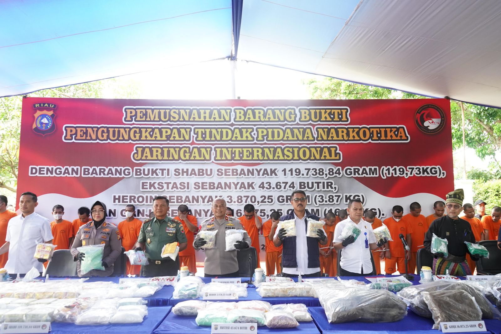 Polda Riau Gelar Pemusnahan Barang Bukti Narkoba