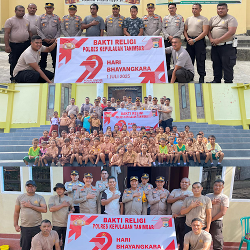 Gelar Bakti Religi, Jajaran Polres Kepulauan Tanimbar bersihkan sejumlah Masjid dan Gereja sambut HUT Bhayangkara