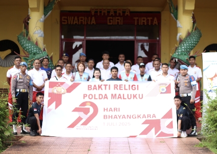 Vihara Swarna Giri Tirta, Jadi Sasaran Bakti Religi HUT Bhayangkara ke-79 Polda Maluku