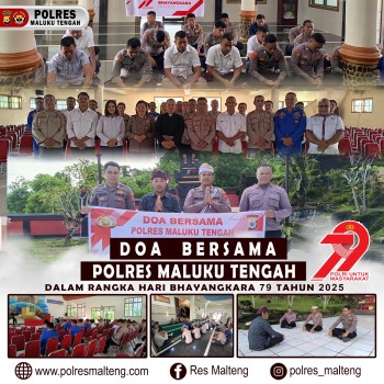 Doa Bersama Seluruh Anggota Warnai Peringatan Hari Bhayangkara ke-79 di Polres Malteng