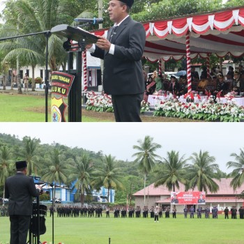 Bupati Maluku Tengah Pimpin Upacara Hari Bhayangakara Ke-79 Di Polres Maluku Tengah