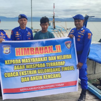 Curah Hujan Tinggi, Sat Polairud Polres Malteng Sampaikan Kamtibmas